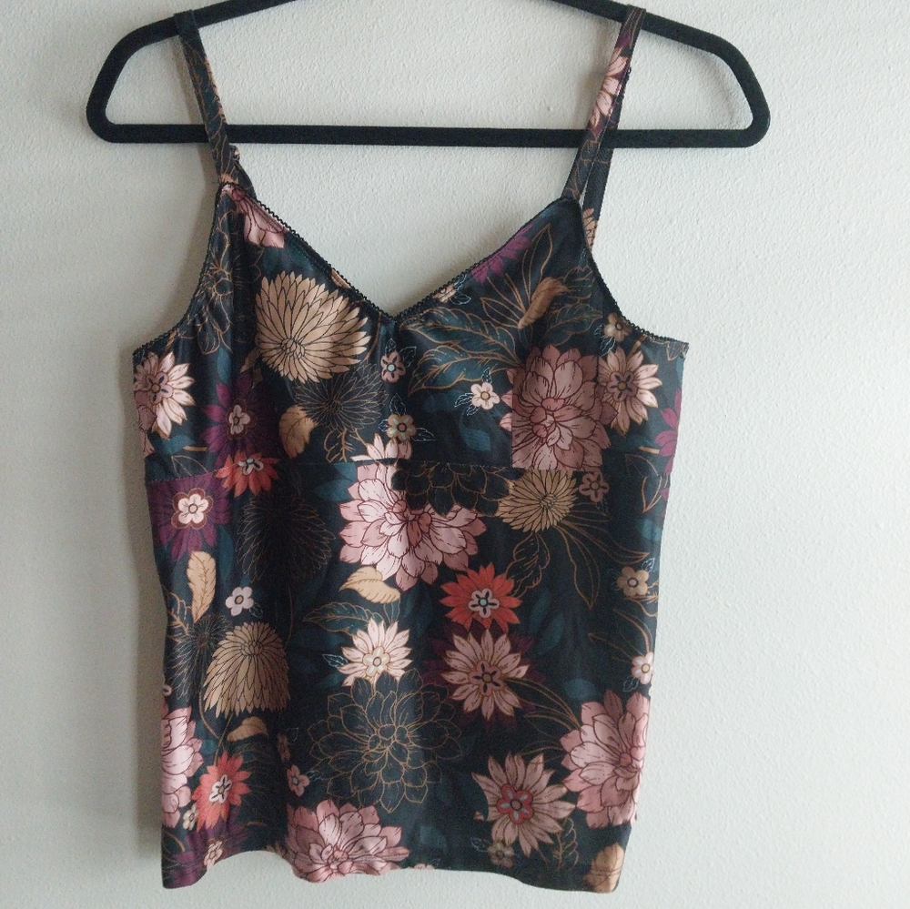 Democracy Multicolor Dark Floral Camisole Tank Top with Adjustable Straps - Picture 1 of 6
